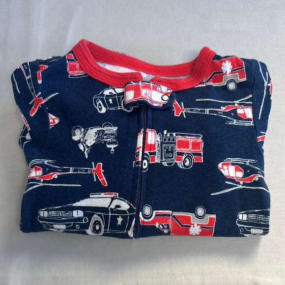Carter's - Toddler Onesie sleeper with Red Trim and fire truck design - Picture 2 of 5